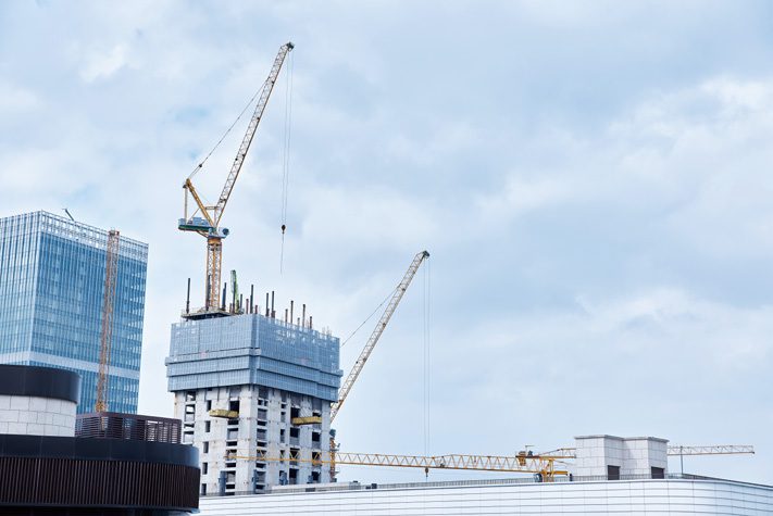High-rise construction site — building tilt monitoring scenario