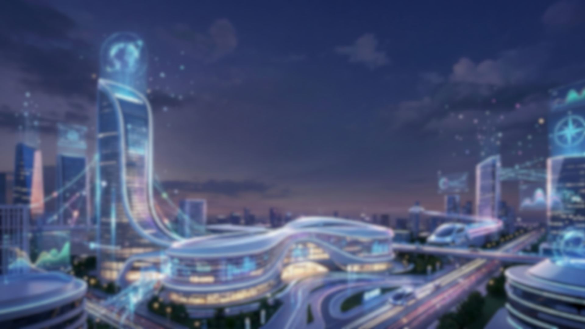 Smart city infrastructure at night
