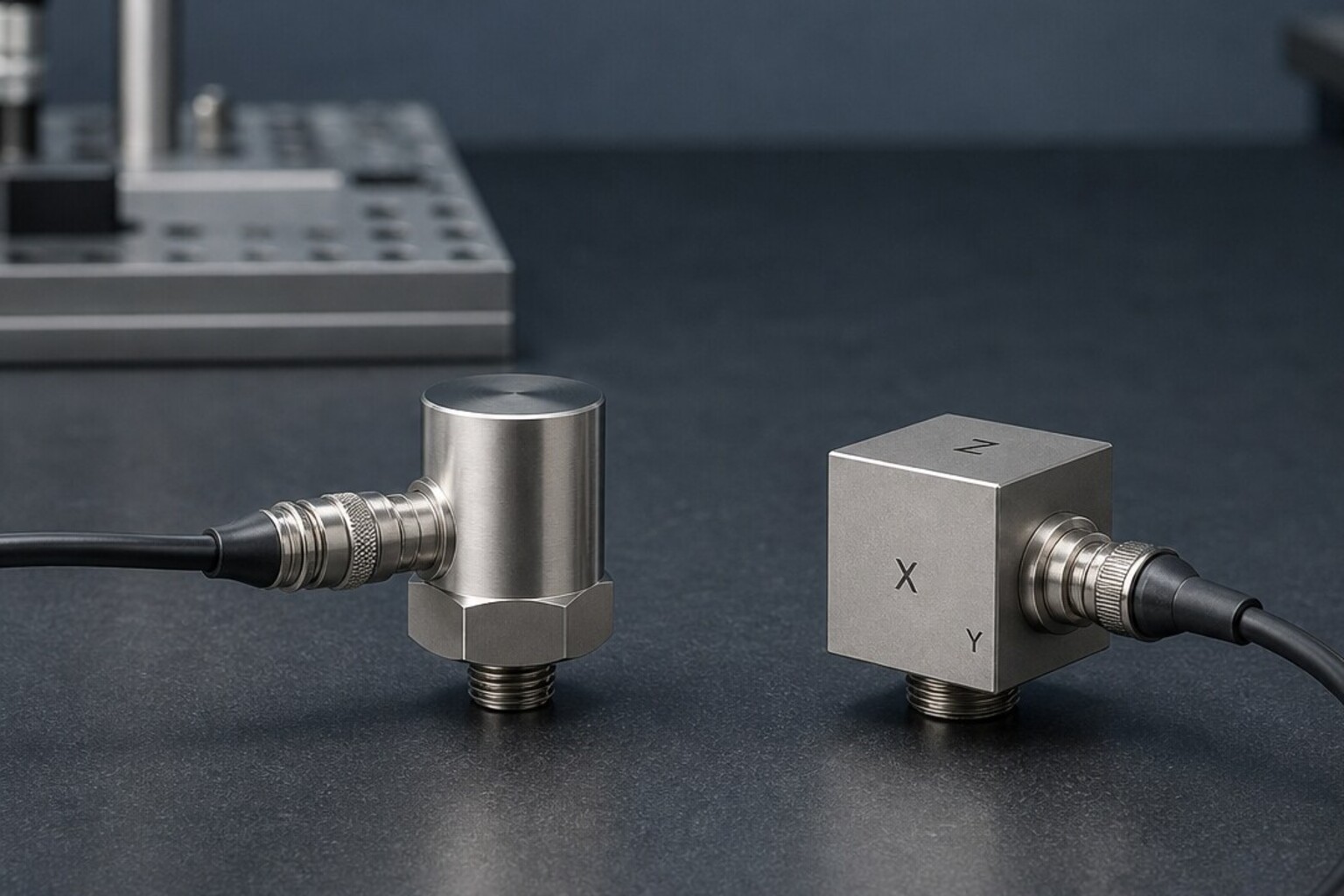 Representative single-axis and triaxial piezoelectric accelerometers